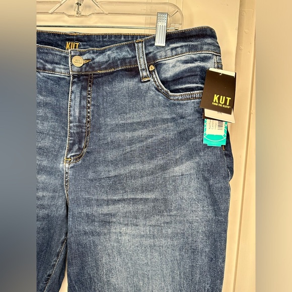 Kut from the Kloth Catherine Boyfriend Jeans Size 16W Medium indigo cuff Denim - Picture 4 of 14